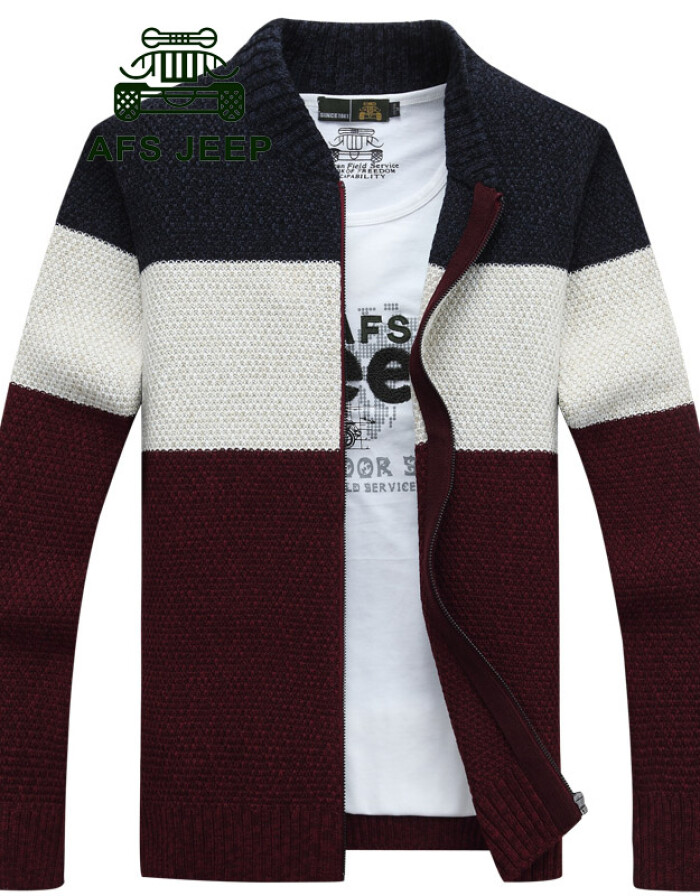戰地吉普AFS JEEP新款秋冬男士立領開衫針織衫評測